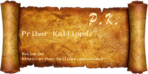 Priher Kalliopé névjegykártya